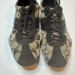 Womens COACH Jayme Q582 Signature Brown Gold Size 7.5M 