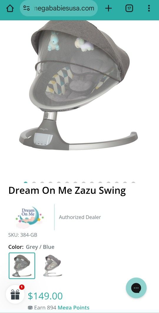 Dream On Me Baby Swing 