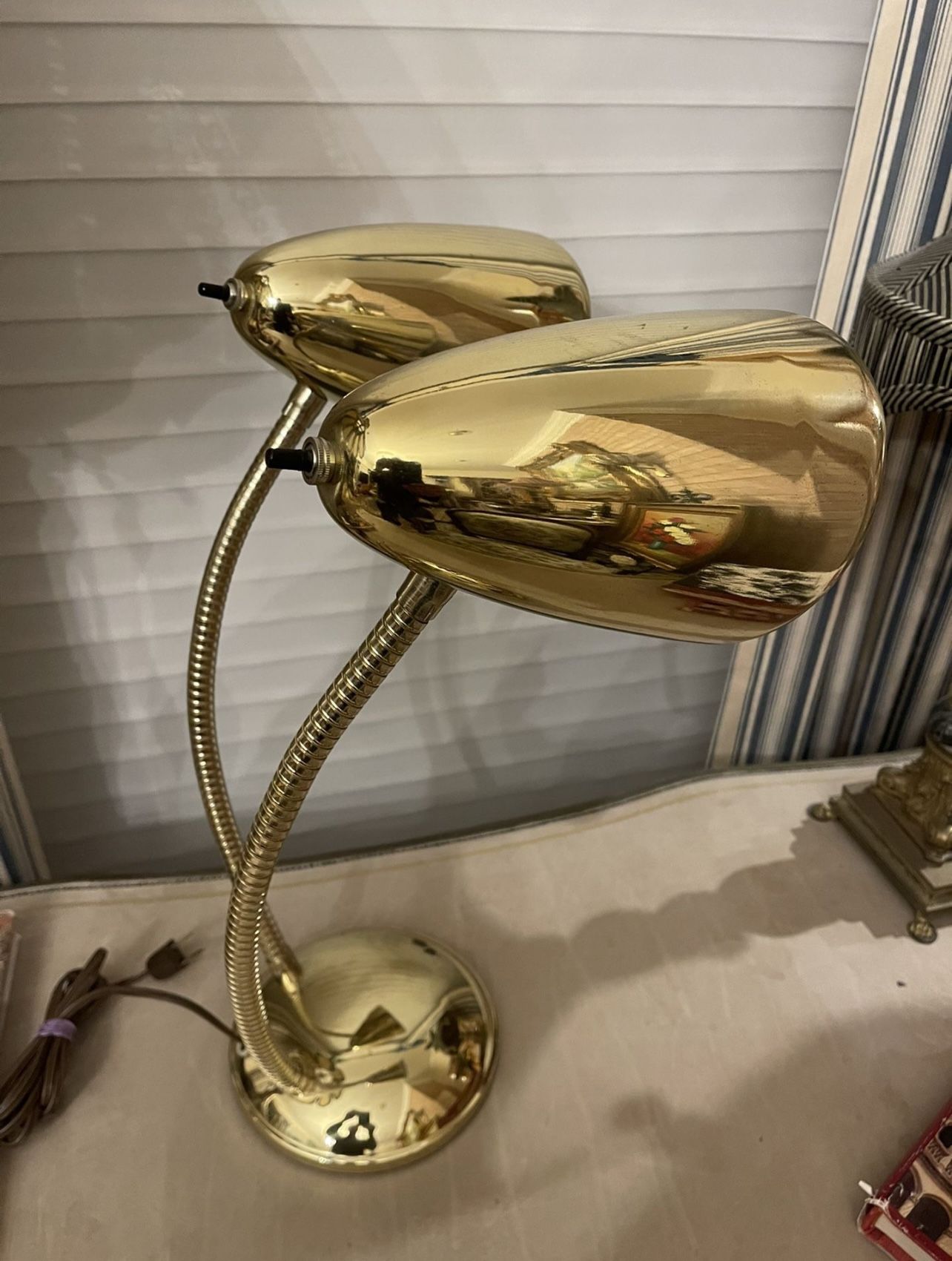 Mid Century Double Headed Gooseneck Lamp