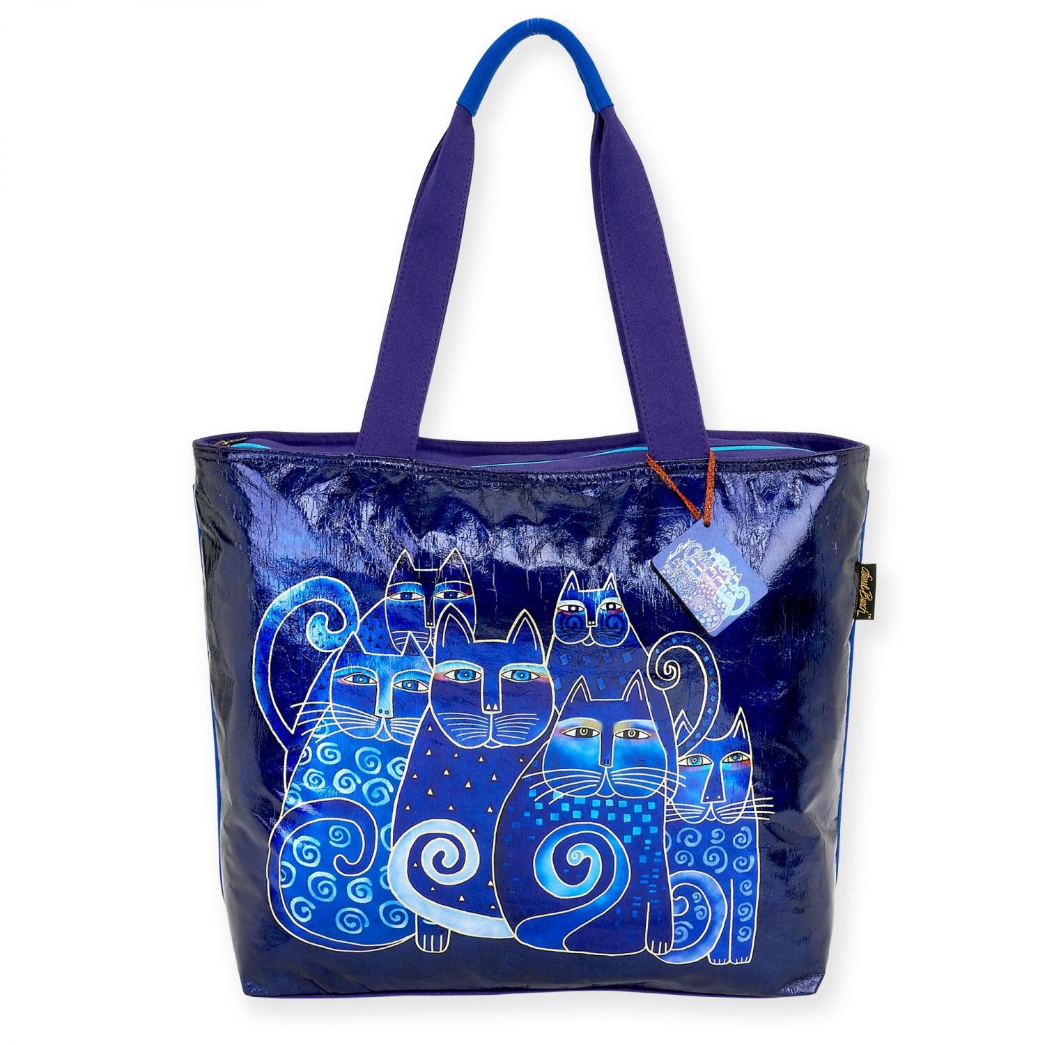 Laurel Burch Indigo Cats Shoulder Tote Bag