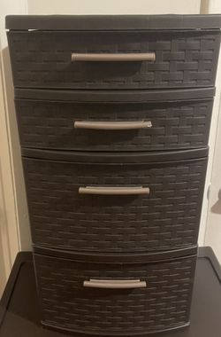 Sterilite 4-Drawer Weave Tower in espresso brown.