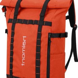 Haimont Roll Top Backpacks for Men, 20L Carryon Laptop Daypack Bag with 9 Pockets for Traveling, Hiking, Commuter, Water-Resistant, Orange