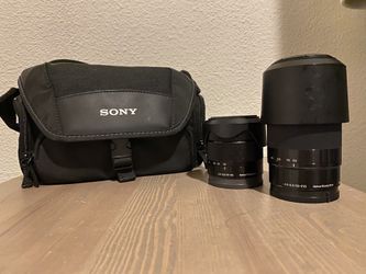 Sony E-mount lenses + bag: Sony E 18-55mm OSS lens + Sony E 55-210mm OSS lens