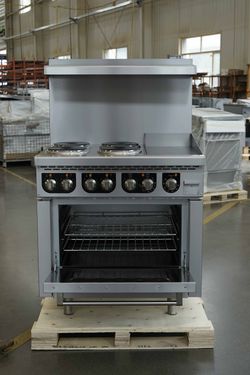 NSF Electric Range Oven 4 Burner 12 Ins Griddle TC-ER36-12G