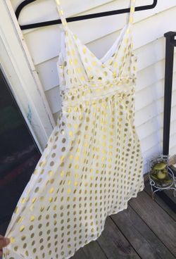 H&M cream and gold polka dot dress