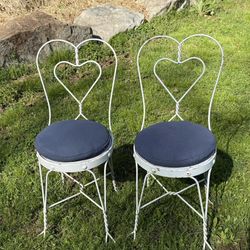 Vintage Ice Cream Parlor Chairs with Custom Cushions – Set of 2
