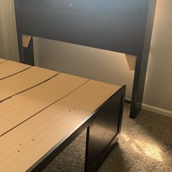 Black Bed Frame And Dresser With Vanity Mirror 