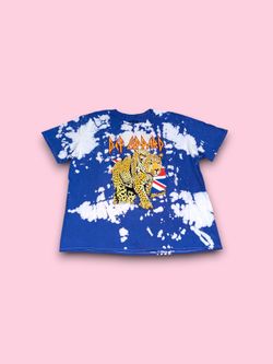 Def Leppard Blue Tie Dye Animal Graphic Band Tee Men's 2XL Rock Shirt