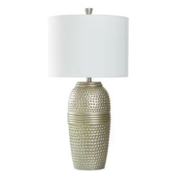 Betty 32 in. Champagne Silver Table Lamp with White Linen Shade 