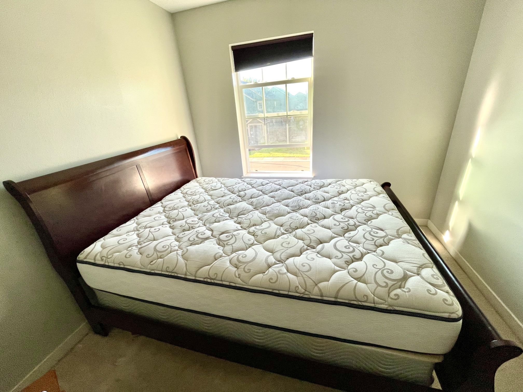 Queen Bed Frame, Box Spring And Mattress 