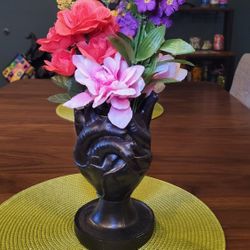 Anatomical Heart Planter With Faux Flower Assortment 