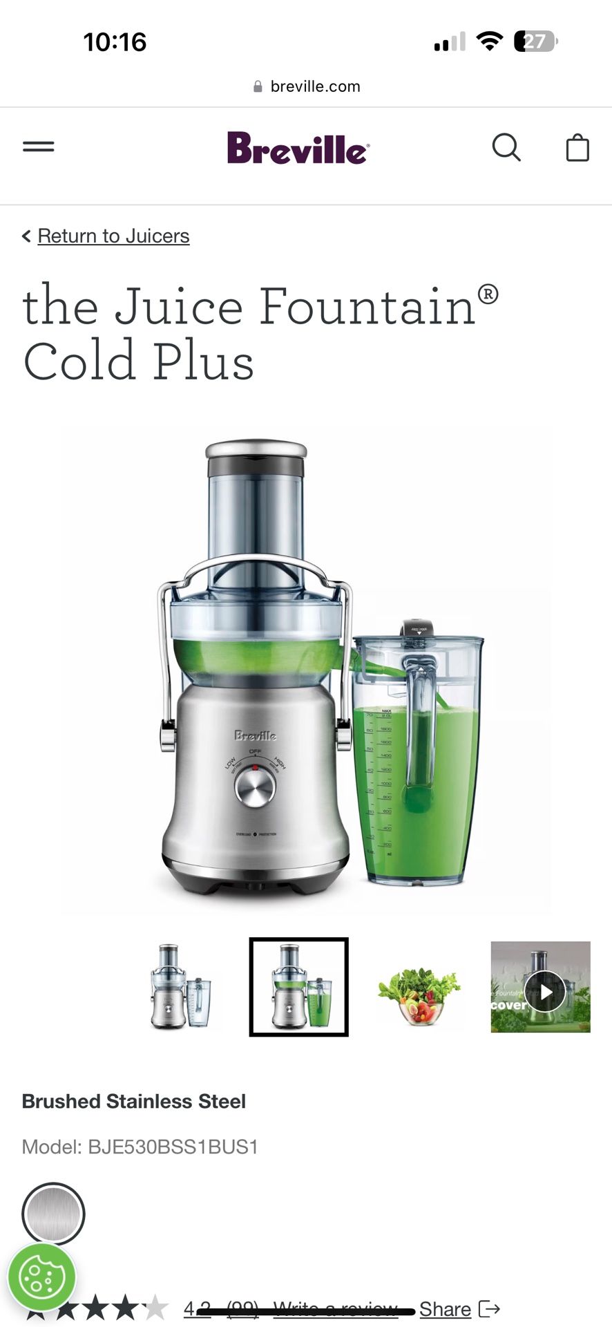 Breville Juice Fountain Cold Plus 