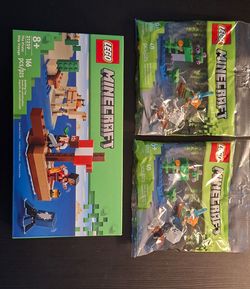 LEGO Minecraft The Pirate Ship Voyage 21259 and The Lush Cave Fight 30705 Bundle