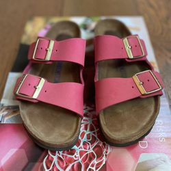 Birkenstock Women’s Arizona Soft Footbed Slide Sandal Pink - 38 7/7.5