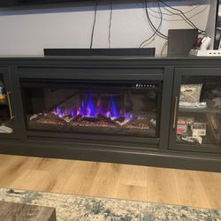 Reeves 86” Blue Wood Fireplace