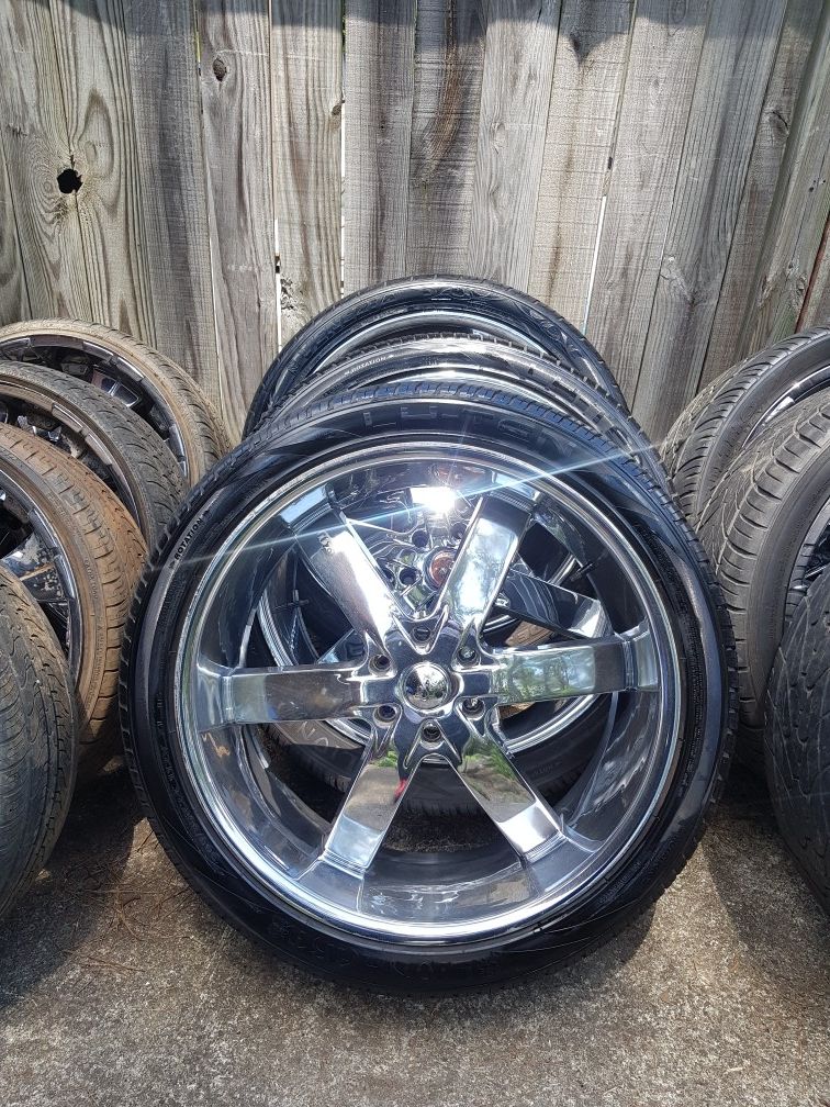 24in U2s 6lug rims and (4) chunky tires 305/35/24s $$1275