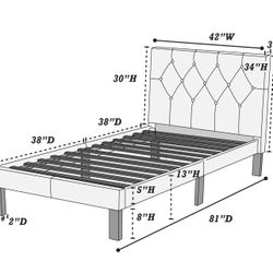 Twin Size Bed frame Faux Leather 