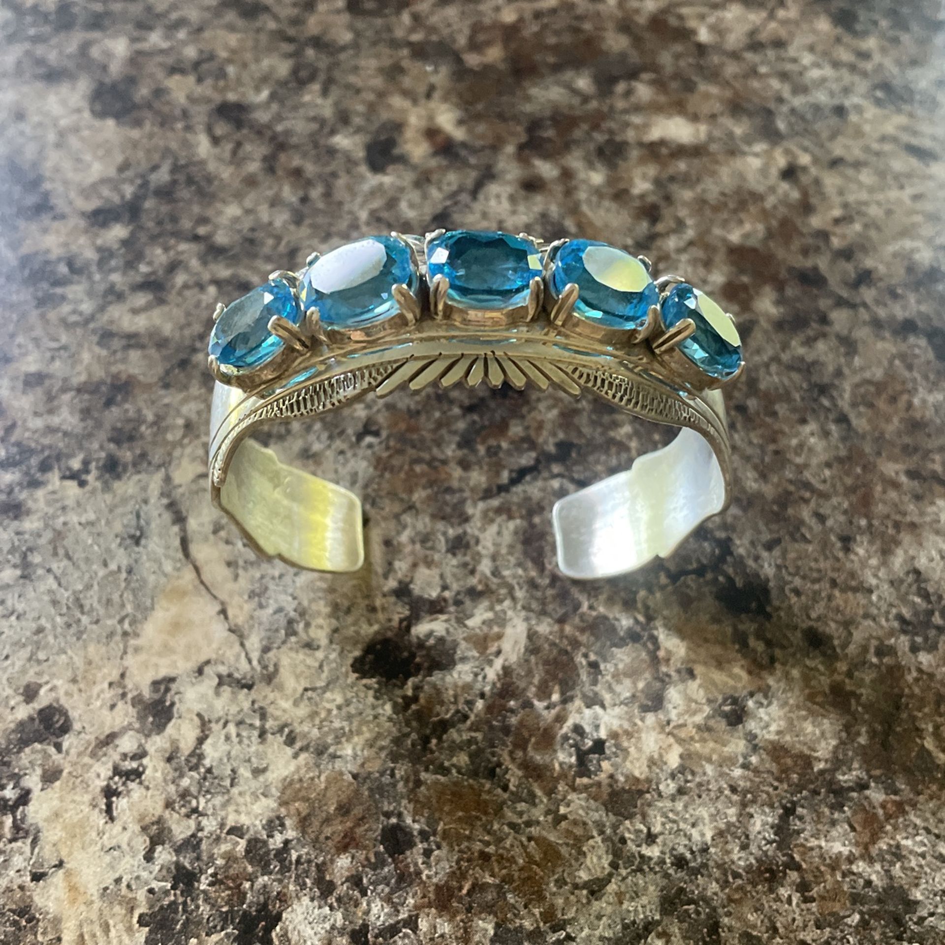 Sterling Silver Blue Topaz Vintage Bracelet