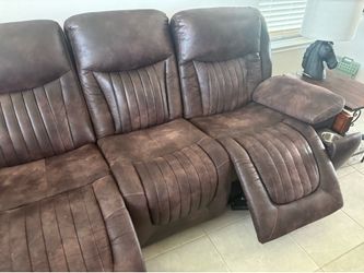 Brown Microfiber Power Reclining Sofa Set - 3 Piece