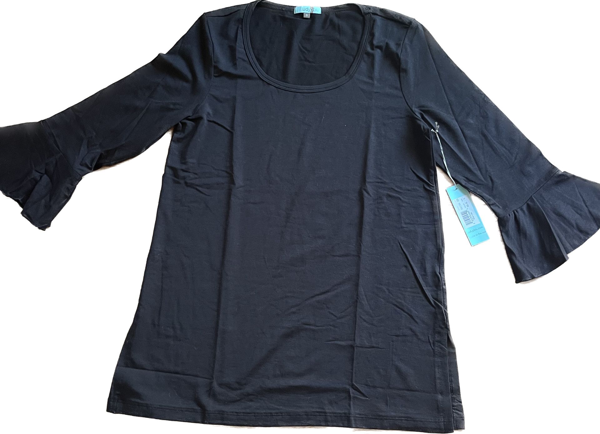 Judy P Blu ISABELLA (Flutter Sleeve Tunic) Black women’s Size Small Made In USA