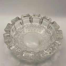 Heavy Glass Crystal Cut Ashtray