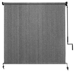 Outdoor Roller Shade 8' W x 8' H Cordless - Two Pole Splicing Design Exterior Roll Up Blinds with One-Piece 90% UV Block Fabric for Patio, Back=R2-369