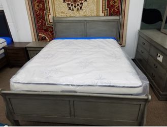 New in box queen size gray color bed frame special