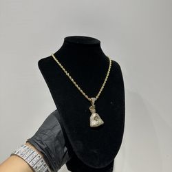 Diamond money bag pendant