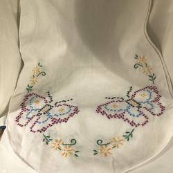 Vintage Cross Stitch Table Runner Butterflies 40” Long