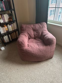 Mauve Pink Boucle Oversized Beanbag Accent Chair