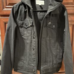 New Mens Jean Jacket With Hood - Size M