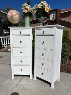 White Solid Wood 10 Drawer Dresser Chest of Drawers Furniture Set Great Condition
