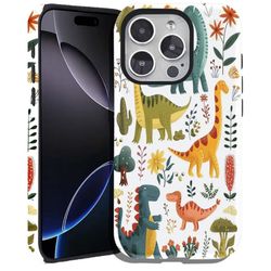Case for iPhone 15 Pro Max,Hybrid 2-Layer Hard Shell+Silicone Double Protective Scratch-Resistant Shockproof Case for Men Boys Women Girls,Dinosaurs