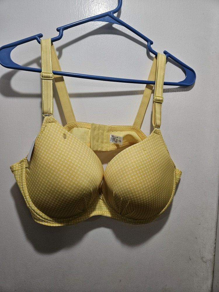 Size 42D Queen Yellow Houndstooth Pattern Underwire Bra