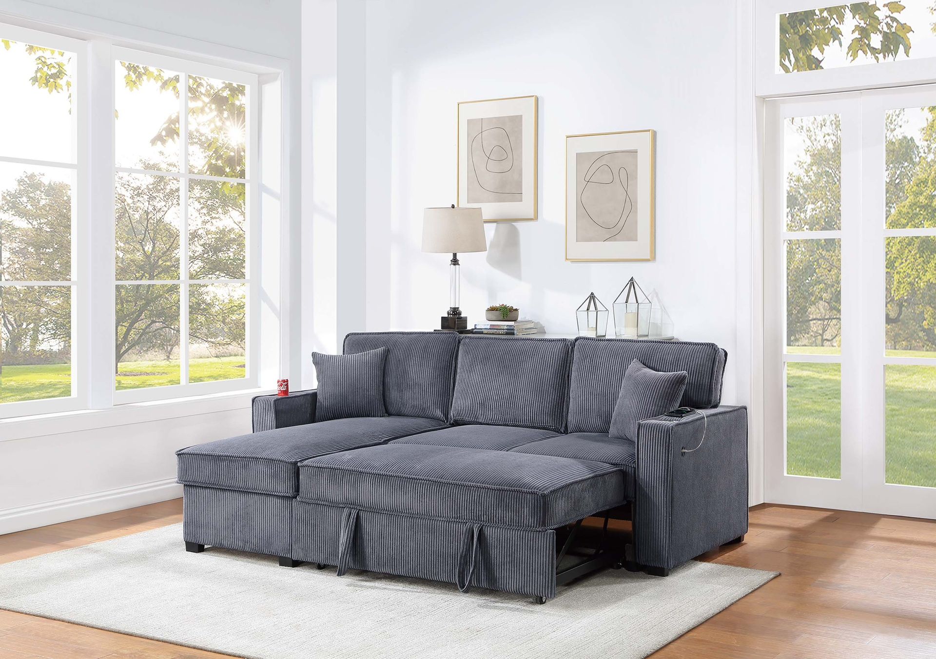 $369 Sectional Pull Out Bed With Storage