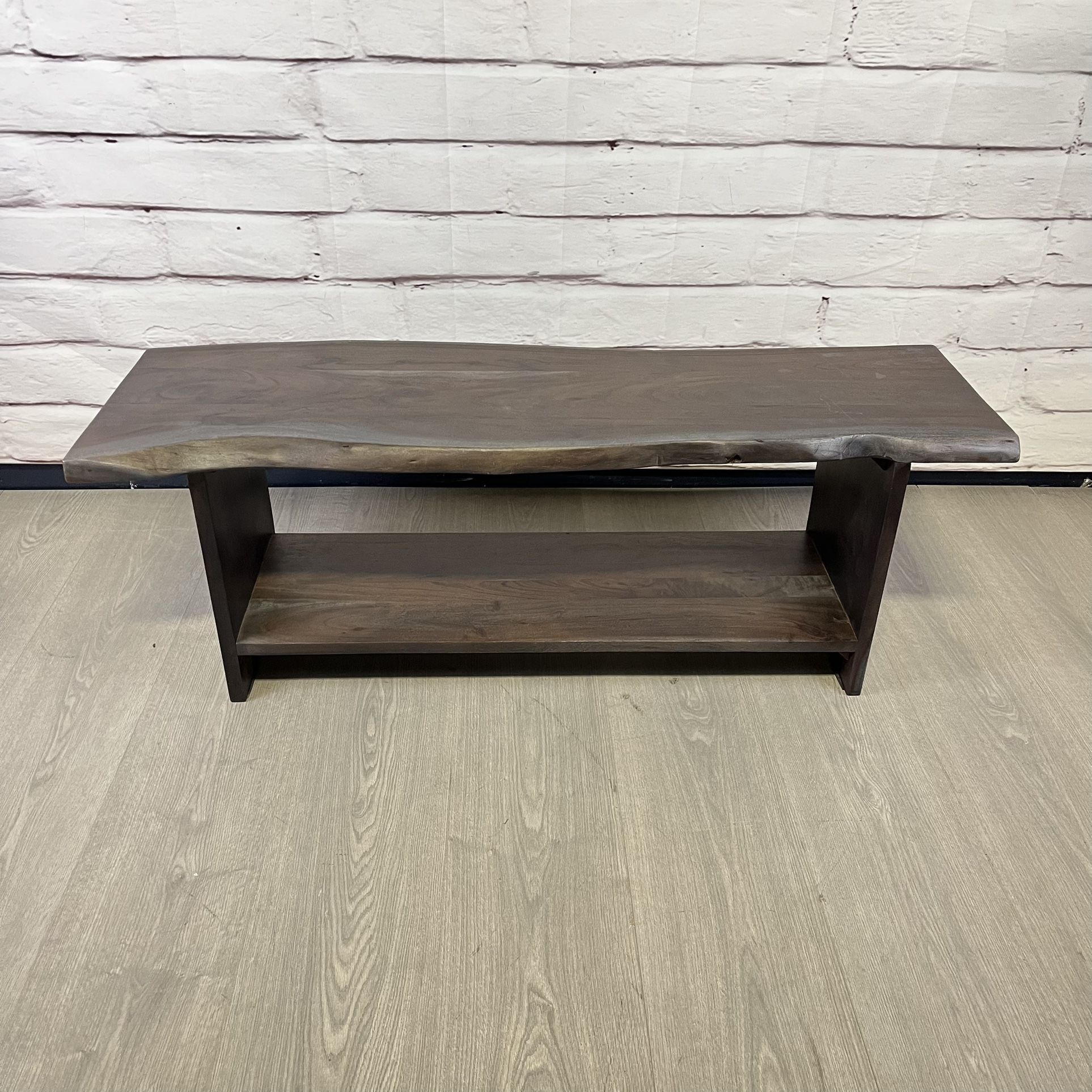 Dark Brown Genuine Hardwood Bench