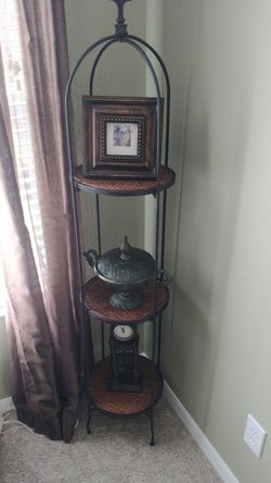 Wicker and metal table stand