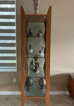 Curio display Cabinet, End Table, Vintage Chair
