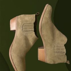 Torrid Size 10 Green Tan Suede Ankle Boots 