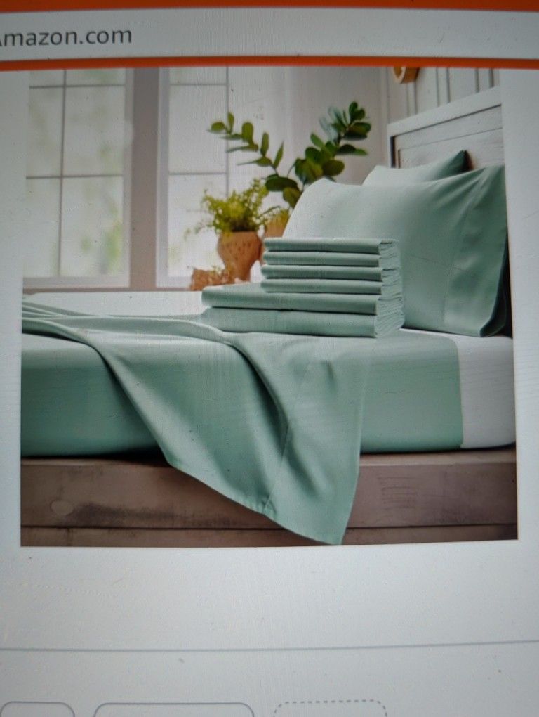 Brand New Bamboobay Queen Sheet Set. Sage Green