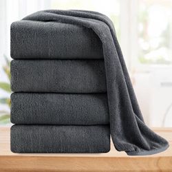 Smuge 4 Pack Oversized Bath Sheet Towels (35 x 70 in,Dark Gray) 700 GSM Ultra Soft Large Bath Towel Set Thick Cozy Quick Dry Bathroom Towels Hotel Lux