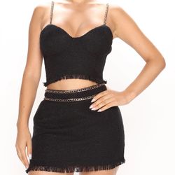 Black Mini Skirt Set