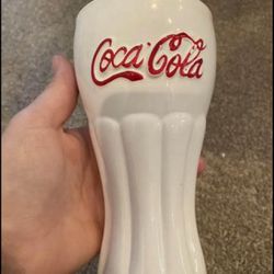 White Coca Cola Glass, Ceramic, 2003, Collectible