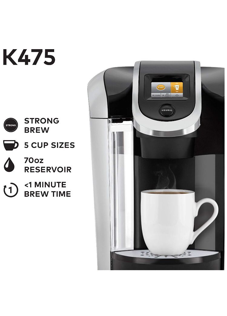 Keurig K575 Single Serve K-Cup Pod Coffee Maker with 12oz Brew Size, Strength Control, and Hot Water on Demand, Programmable, Platinum
