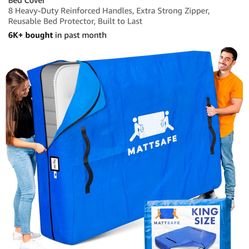 Nordic Elk King Size Mattress Bags for Moving and Storage, Bed Cover 8 Heavy-Duty Reinforced Handles, Extra Strong Zipper, Reusable Bed Protector, Bui