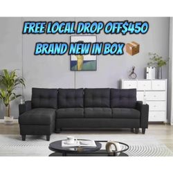 New In Box Sectional Couch 🛋️ Reversible Chaise & Cup Holders Free Local Drop Off 