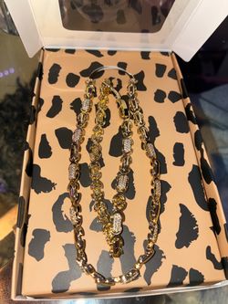 14k gold plated necklace and bracelet set