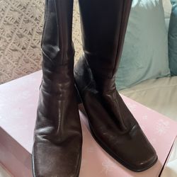 Leather Brown Boots , Size 9