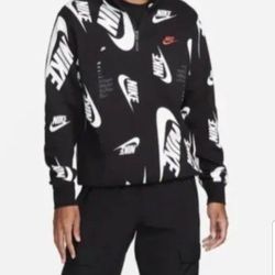 NIKE CLUB FLEECE PULLOVER 1/4 ZIPPER NIKE WHITE PRINT ALL AROUND MENS SWEATSHIRT SIZE MEDIUM BLACK BRAND NEW WITH TAGS  CHECK OUT MY OFFERS. 