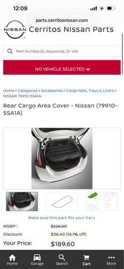 Nissan Leaf Trunk Cover / Cargo Area Cover
